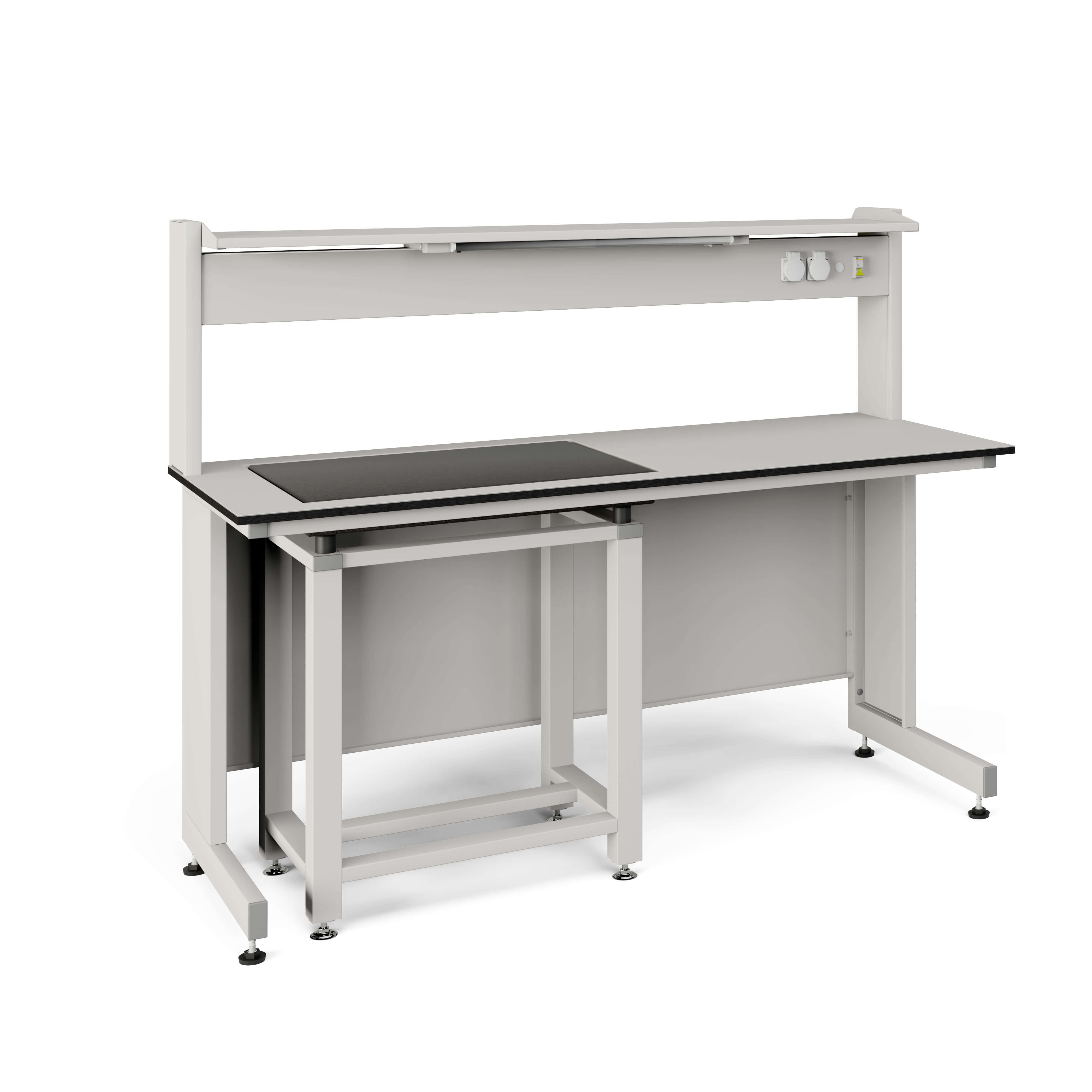77.0046.10.14П Стол весовой с приставкой ЭКРОС 1500х800х750 мм, весовой стол справа, раб. поверхность - ЛАМИНАТ СЕРЫЙ