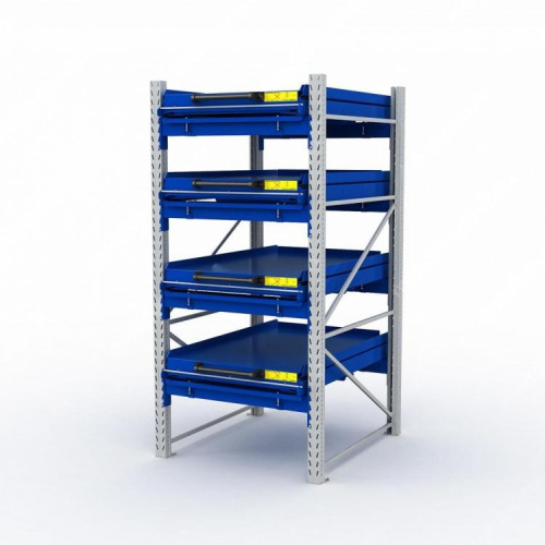 ER-00031113 Стеллаж с выкатными платформами S-HEAVY 1000/900 (4 яруса хранения)