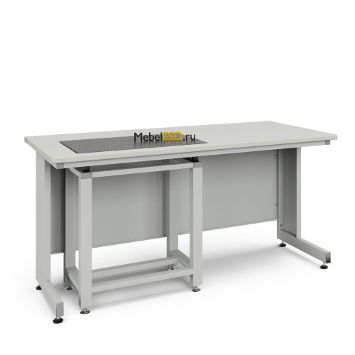 77.0046.10.14Л Стол весовой с приставкой ЭКРОС 1500х800х750 мм, весовой стол слева, раб. поверхность - ЛАМИНАТ СЕРЫЙ