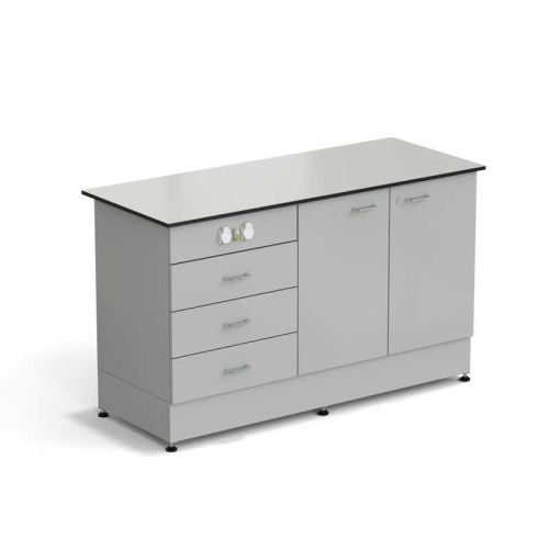 77.0149.10.08-01 Стол-тумба ЭКРОС 1500х600х900 мм 2 двери + 3 ящика с электрикой, раб. поверхность - LABGRADE